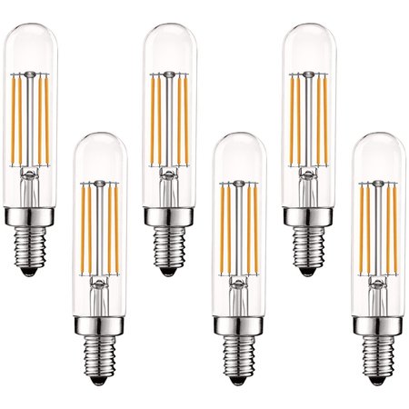 LUXRITE T6/T6.5 LED Bulbs 5W (60W Equivalent) 500LM 2700K Warm White Dimmable E12 Candelabra Base 6-Pack LR21622-6PK